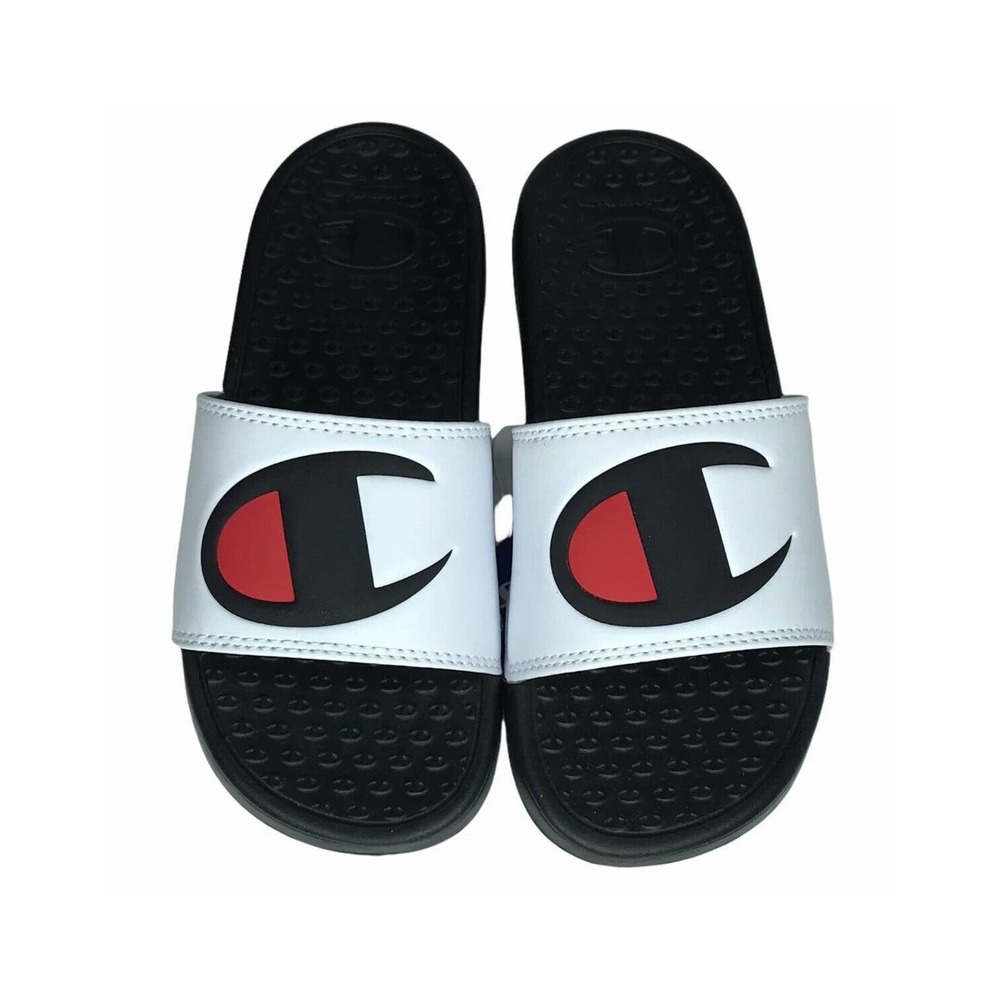 Champion Grade School Slides Lightweight Sandals White/Black size 4